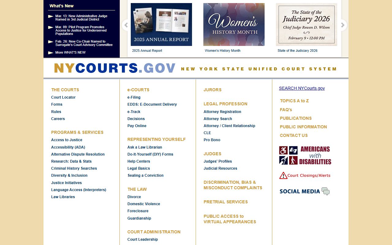New York State eCourts portal for searching Queens County recent arrests