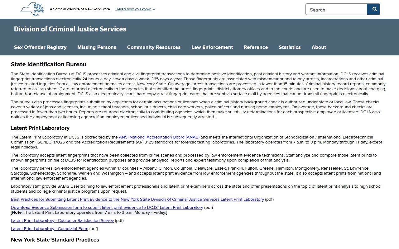 New York fingerprint services information for Hamburg arrest record processing